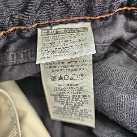 Dockers Corduroy Pants Men's 38x34 Black Straight Fit Flat Front‎ Chino 5 Pocket - Picture 5 of 14